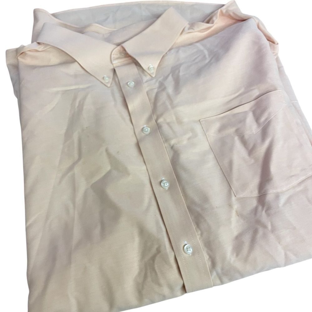 Stafford travel size 22 peach Men's Classic  Shirt button down front pocket